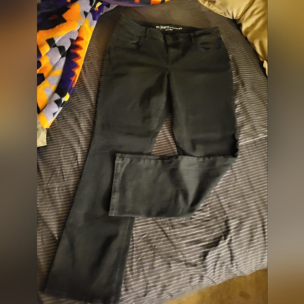 M Jeans By Maurices Mid Rise Black Flare Leg Sz 14W Reg